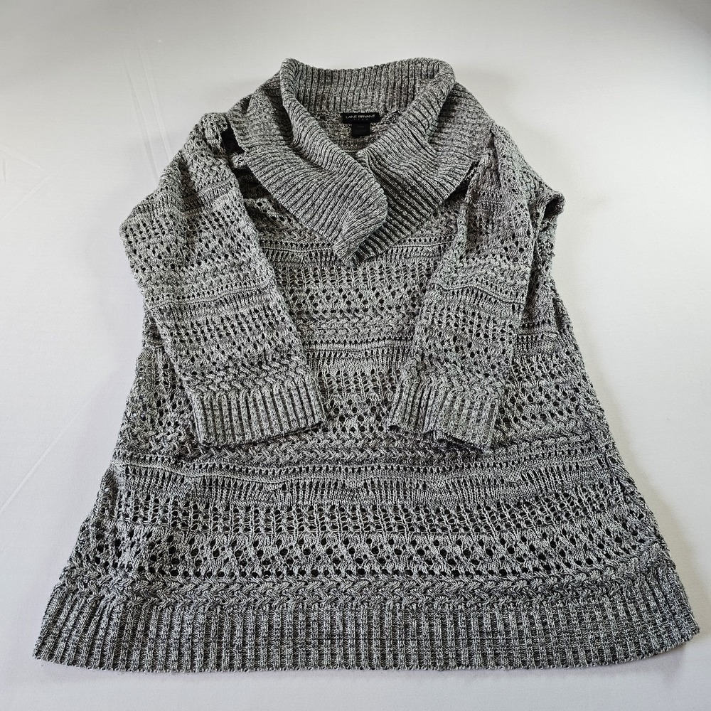 Lane Bryant Womens Open‎ Knit Gray Cowl Neck Tunic Top 18/20 Sweater Blouse EUC